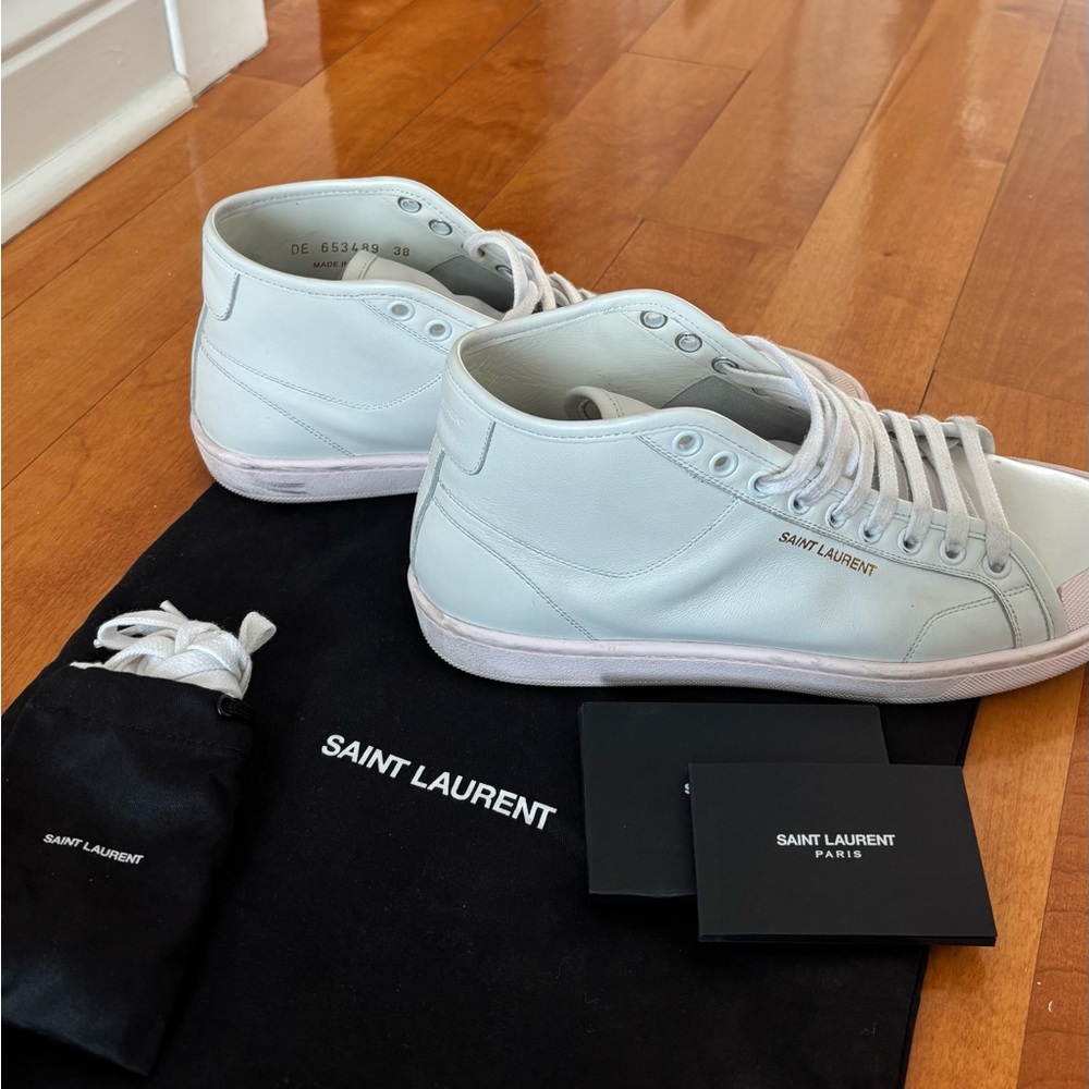 Saint Laurent White High-Top Sneakers